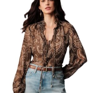 Women Shirt ||Women Top || Cecily Paisley-Trim Button-Front Shirt