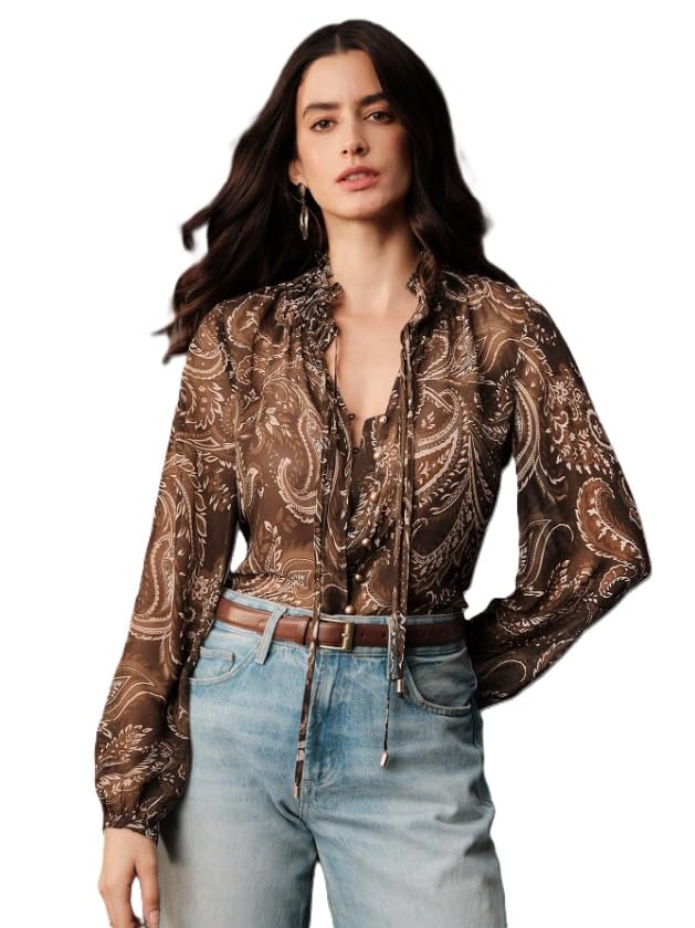 Women Shirt ||Women Top || Cecily Paisley-Trim Button-Front Shirt