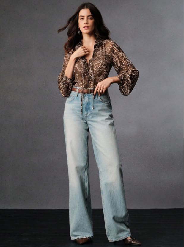 Women Shirt ||Women Top || Cecily Paisley-Trim Button-Front Shirt - Image 6