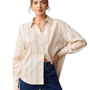 Aahwan Orange Solid Button Up Drop Shoulder Striped Print Casual Formal Long Sleeve Shirt