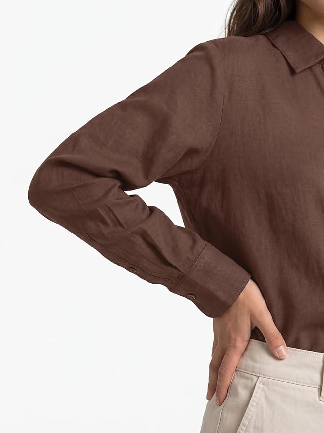 Women's Lyocell Full Sleeve Relaxed Fit Concealed Placket Casual Solid Shirt with Regular Collar - Image 7